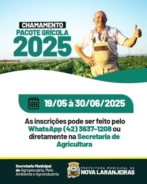 CHAMAMENTO PARA INSCRIÇÃO NO PACOTE AGRÍCOLA